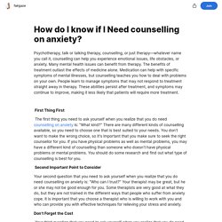 How do I know if I Need counselling on anxiety?