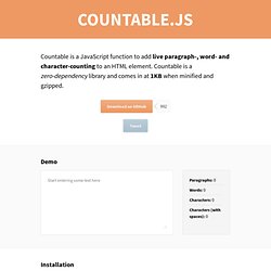 Countable.js—live word-counting in JavaScript - (Navigation privée)
