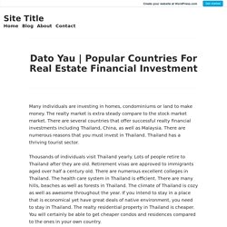 Popular Countries For Real Estate Financial Investment – Site Title