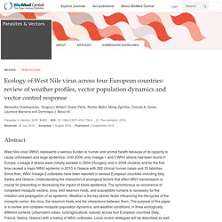 Parasites & Vectors 02/09/16 Ecology of West Nile virus across four European countries: review of weather profiles, vector population dynamics and vector control response