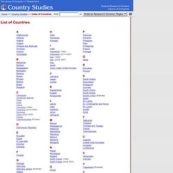 Index of Countries: Country Studies - Federal Research Division