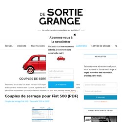 Couples de serrage Fiat 500 - Sortie de Grange