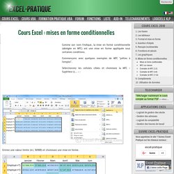 Cours Excel : mises en forme conditionnelles