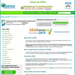 Cours HTML, Formation En XHTML Gratuit