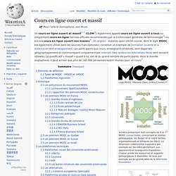 MOOC - Wikipedia qui explique ce que sont les MOOC