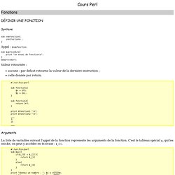 Cours Perl : fonctions