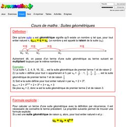 Cours : Suites géométriques _ Classes Terminales