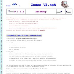 Cours Visual Basic .Net : assembly