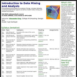 Fall 10 Course: Introduction to Data Mining and Analysis