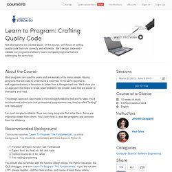 Learn to Program: Crafting Quality Code