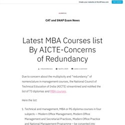 Latest MBA Courses list By AICTE-Concerns of Redundancy