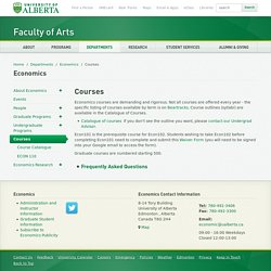 Courses - Faculty of Arts - University of Alberta