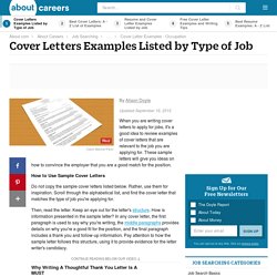 Cover Letters Examples Listed by Type of Job