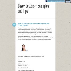 Cover Letters - Examples and Tips