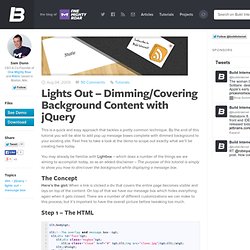 Lights Out – Dimming/Covering Background Content with jQuery