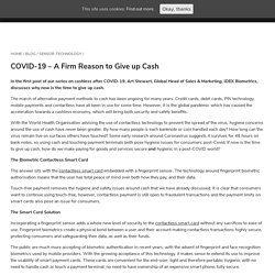 COVID-19 - A firm reason to give up cash