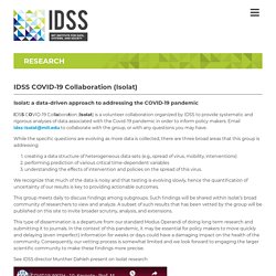 IDSS COVID-19 Collaboration (Isolat) - IDSS