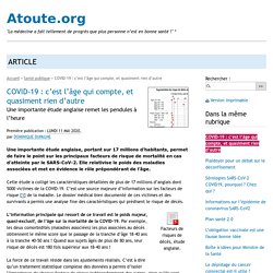 COVID-19 : c’est l’âge qui compte, et quasiment rien d’autre - Atoute.org