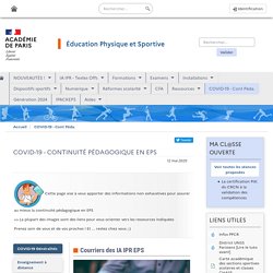 CONTINUITÉ PÉDAGOGIQUE EN EPS - differentes ressource - Le ministère de l'Éducation nationale et de la Jeunesse met à disposition un ensemble de ressources numériques éducatives