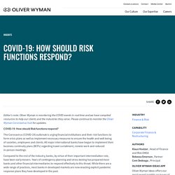 COVID-19: How should Risk functions respond?
