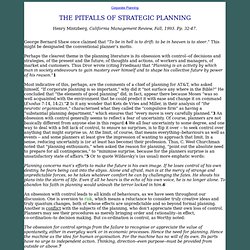 CP: Pitfalls of Strategic Planning