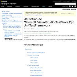Utilisation de Microsoft.VisualStudio.TestTools.CppUnitTestFramework