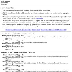 CPSC 310/603, Fall 2007, Homework