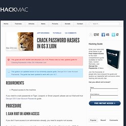 Crack Password Hashes in Lion – OS X 10.7