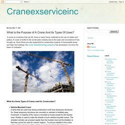 What Is the Purpose of A Crane And Its Types Of Uses?