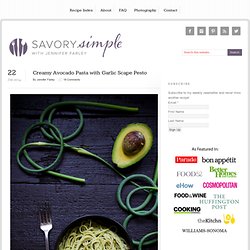 Creamy Avocado Pasta with Garlic Scape Pesto