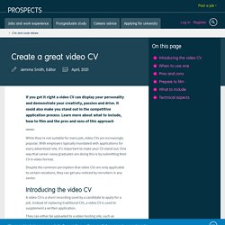 Create a great video CV