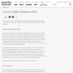 Create a Killer Business Plan - Martha Stewart Community