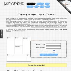 Create a new Lean Canvas - Canvanizer