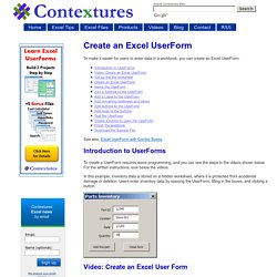 Create an Excel UserForm