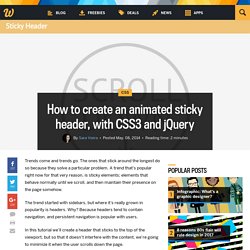 How to create an animated sticky header, with CSS3 and jQuery