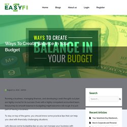 Ways To Create Balance In Your Budget – My EasyFi