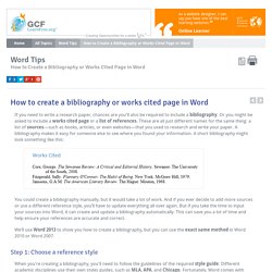 Word Tips: How to Create a Bibliography or Works Cited Page in Word