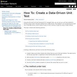 How to: Create a Data-Driven Unit Test
