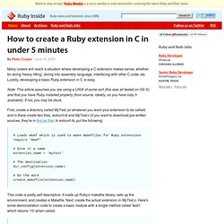 Start - How to create a Ruby extension in C in under 5 minutes - Pentadactyl