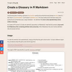 Create a Glossary in R Markdown - Yongfu's Blog