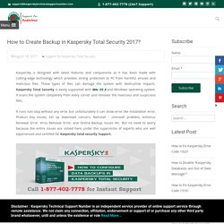 How to Create Backup in Kaspersky Total Security 2017