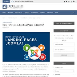 How To Create A Landing Pages In Joomla? - Web Development - TTI Trends