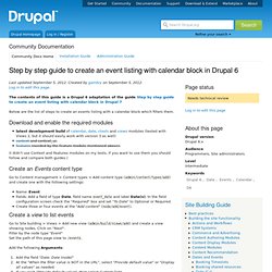 Step by step guide to create an event listing with calendar block in Drupal 6
