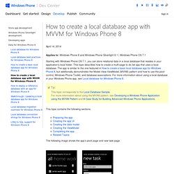 How to create a local database app with MVVM for Windows Phone