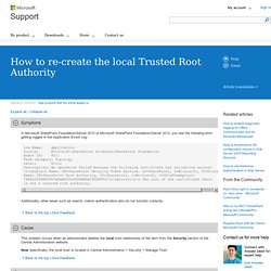 How to re-create the local Trusted Root Authority