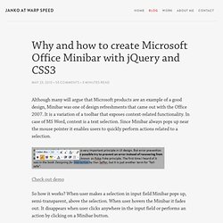 Why and how to create Microsoft Office Minibar with jQuery and CSS3