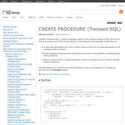 CREATE PROCEDURE (Transact-SQL)