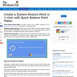 Create a Restore Point with single click in Windows with Quick R