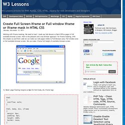 Create Full Screen Iframe or Full window Iframe or Iframe mask in HTML CSS