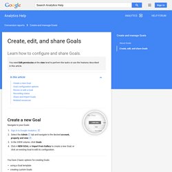 Configurer et modifier des objectifs - Centre d'aide Google Analytics
